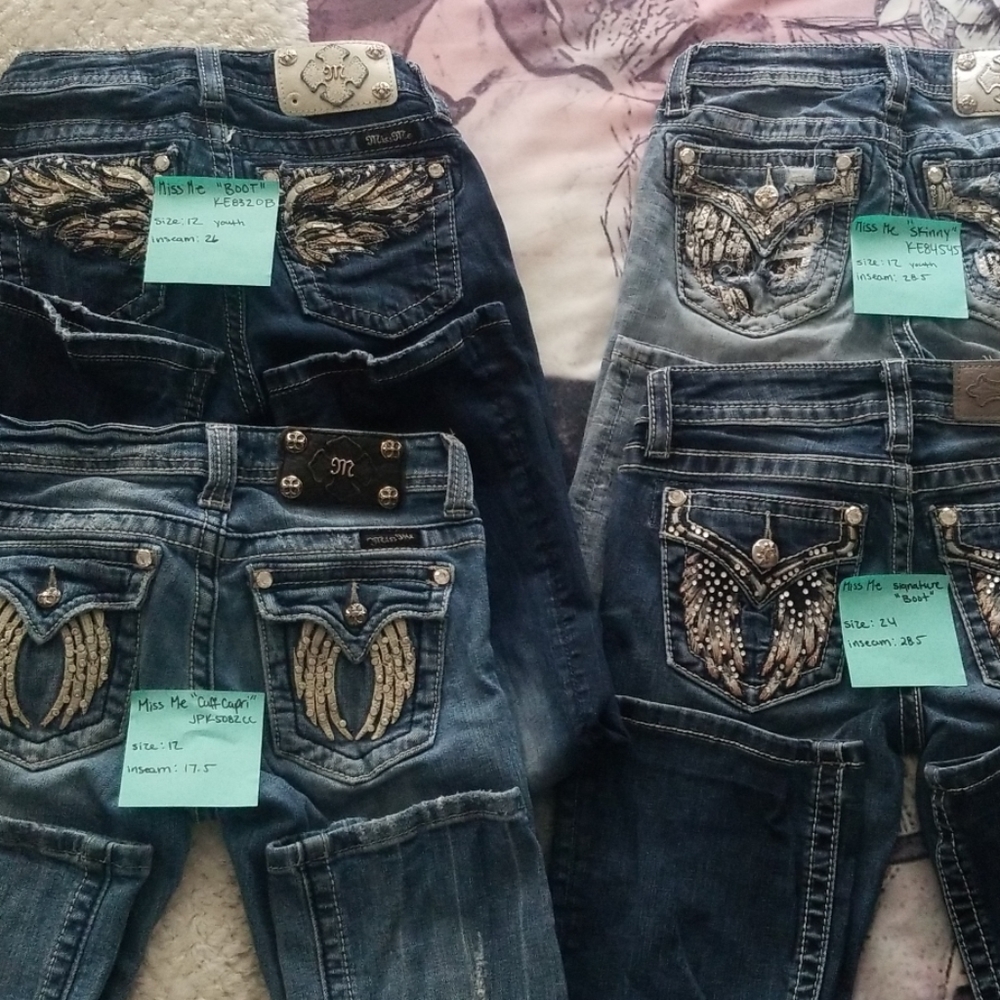 Lot of 4 Miss Me Jean's size 12 or "24 equivalent"